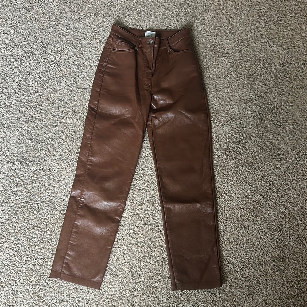 Aritzia Brown Leather Pants